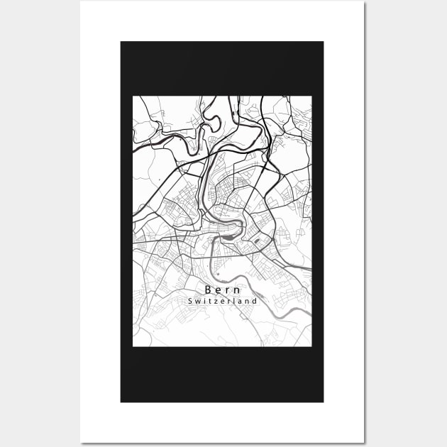 Bern Switzerland City Map white Wall Art by Robin-Niemczyk